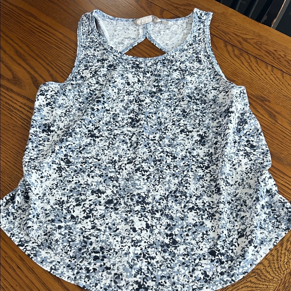 Athleta Blue and White Patterned Tank Top